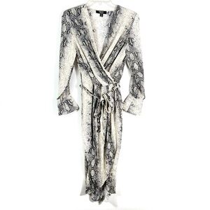 Paper Heart Boutique Python Snakeskin Printed Long Sleeve Wrap Style Dress XS